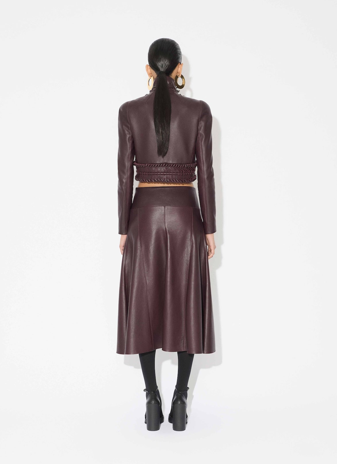 LEATHER SLIT SKIRT ALAÏA PLUM LEATHER SLIT SKIRT